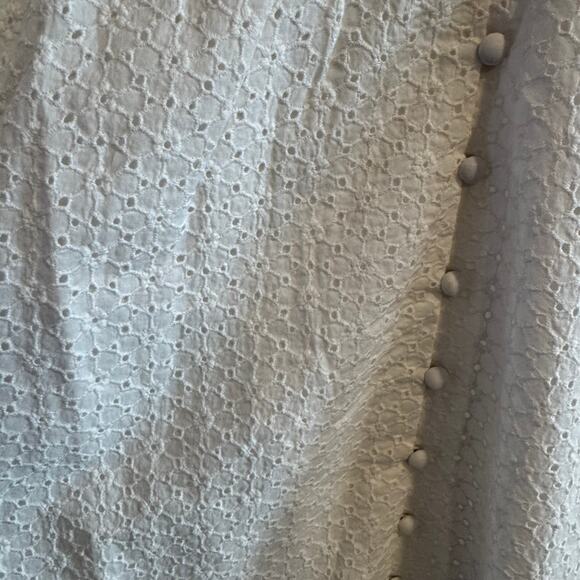 New Boden Broderie Midi Tea Dress White Eyelet Button Front Short Sleeve Sz 8 - Picture 2 of 7